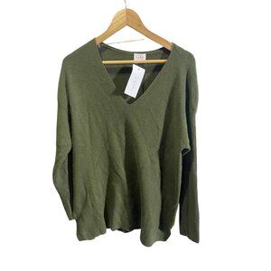 Ingrid+Isabel Isabel Maternity Olive Green V-Neck Sweater Size L